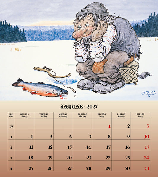 Troll Calendar Lidberg - Wall Calendar 2026 - 30 x 34 cm - Aune Forlag