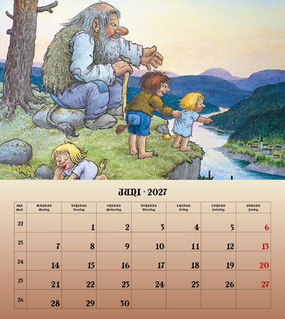 Troll Kalender Lidberg  - Wandkalender 2027 - 30 x 34 cm - Aune Forlag
