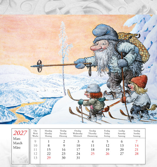 Troll Calendar Lidberg - Postcard Calendar 2026 - 15 x 16 cm - Aune Forlag