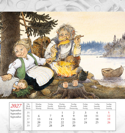 Troll Kalender Lidberg  - Postkarten-Kalender 2027 - 15 x 16 cm - Aune Forlag