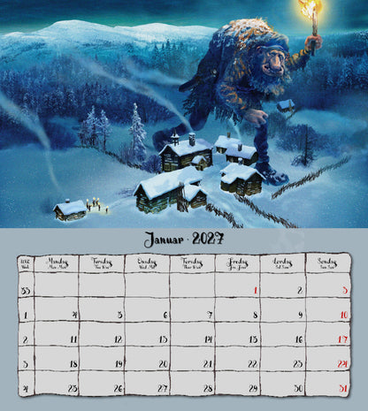 Troll Kalender Rødningen  - Wandkalender 2027 - 30 x 34 cm - Aune Forlag