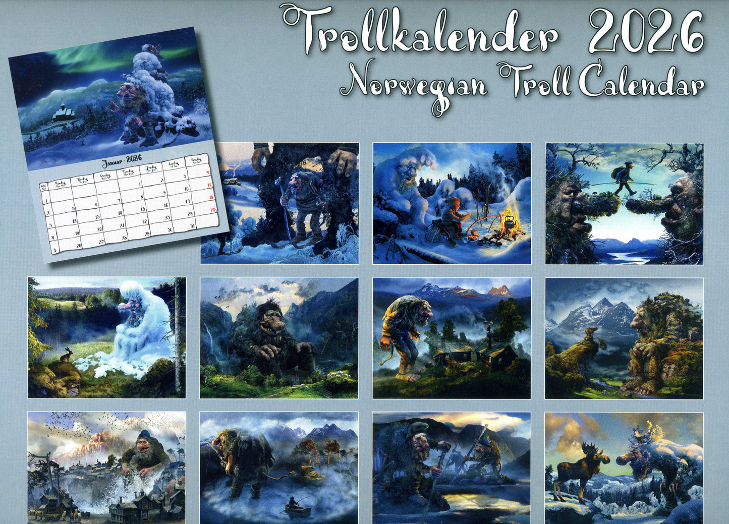 Troll Kalender Rødningen  - Wandkalender 2026 - 30 x 34 cm - Aune Forlag