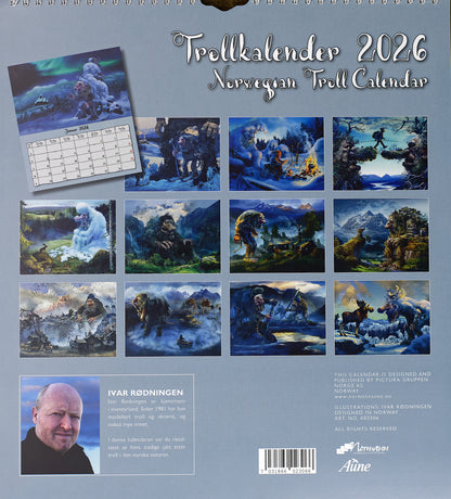 Troll Kalender Rødningen  - Wandkalender 2026 - 30 x 34 cm - Aune Forlag