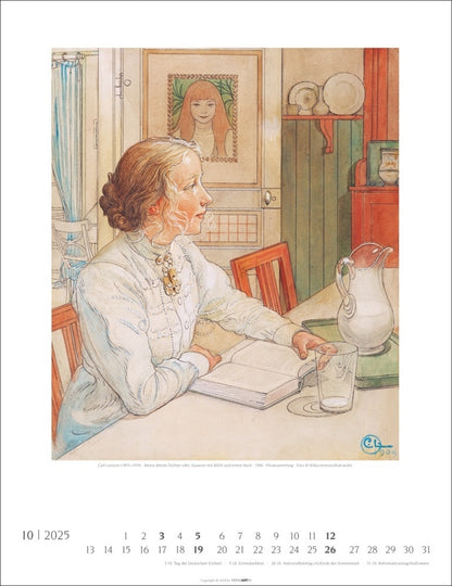 Carl Larsson - Wandkalender 2025 - 30 x 39 cm - Kunstverlag Weingarten