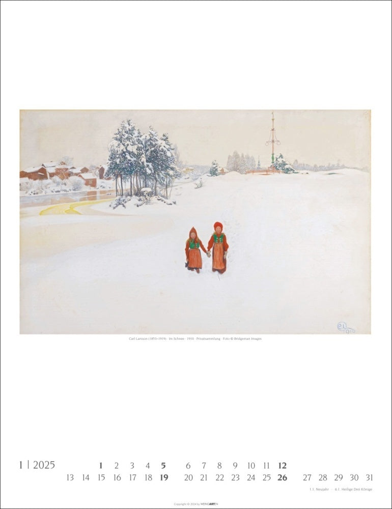 Carl Larsson - Wandkalender 2025 - 30 x 39 cm - Kunstverlag Weingarten