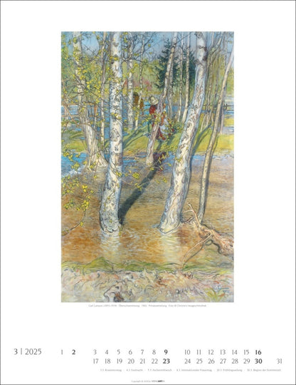 Carl Larsson - Wandkalender 2025 - 30 x 39 cm - Kunstverlag Weingarten