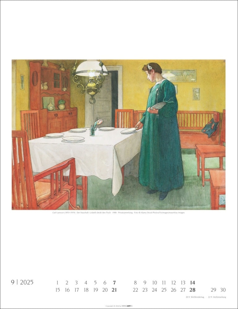 Carl Larsson - Wandkalender 2025 - 30 x 39 cm - Kunstverlag Weingarten