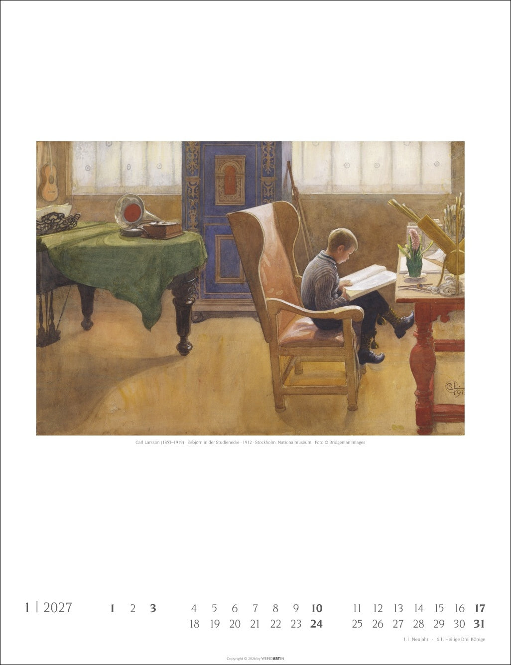 Carl Larsson - Wandkalender 2027 - 30 x 39 cm - Kunstverlag Weingarten