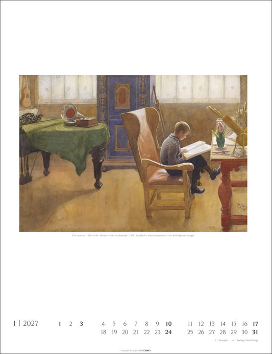Carl Larsson - Wandkalender 2027 - 30 x 39 cm - Kunstverlag Weingarten