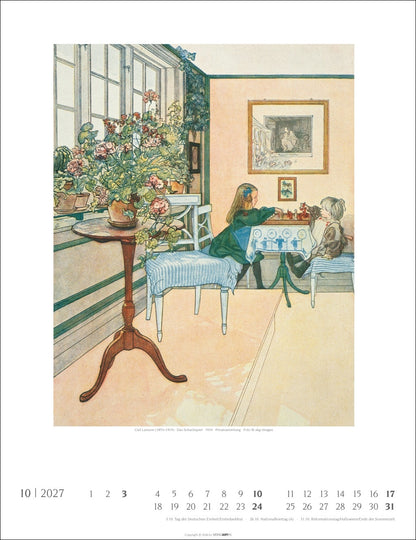 Carl Larsson - Wandkalender 2027 - 30 x 39 cm - Kunstverlag Weingarten