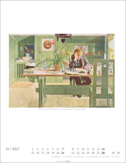 Carl Larsson - Wandkalender 2027 - 30 x 39 cm - Kunstverlag Weingarten