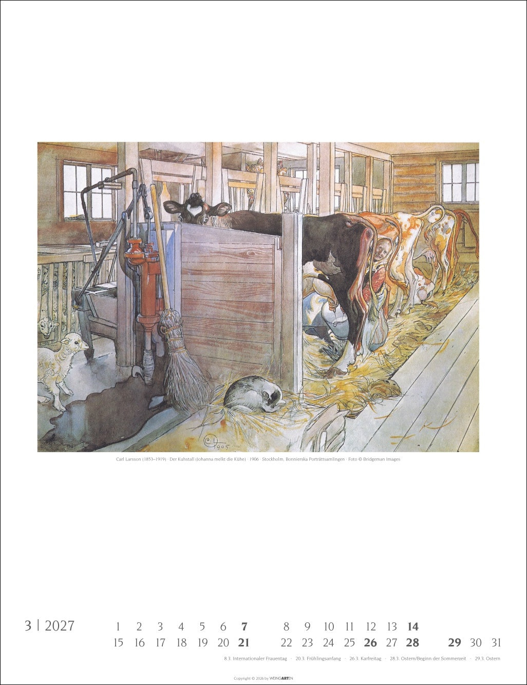 Carl Larsson - Wandkalender 2027 - 30 x 39 cm - Kunstverlag Weingarten