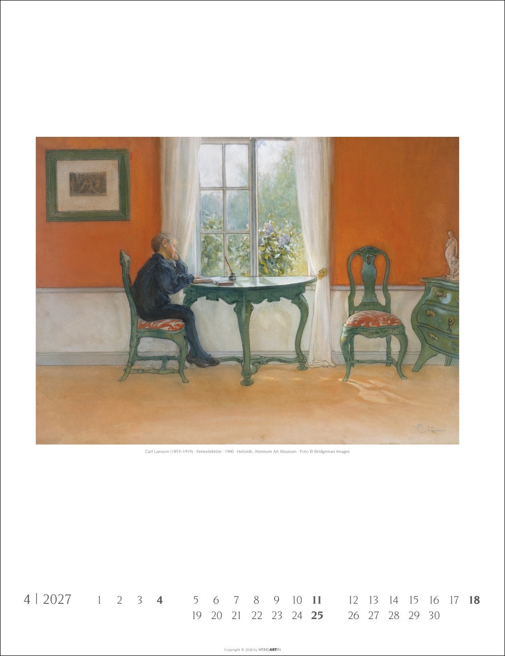 Carl Larsson - Wandkalender 2027 - 30 x 39 cm - Kunstverlag Weingarten