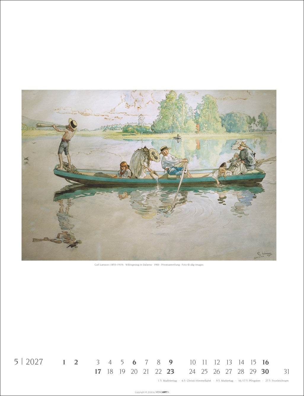 Carl Larsson - Wandkalender 2027 - 30 x 39 cm - Kunstverlag Weingarten