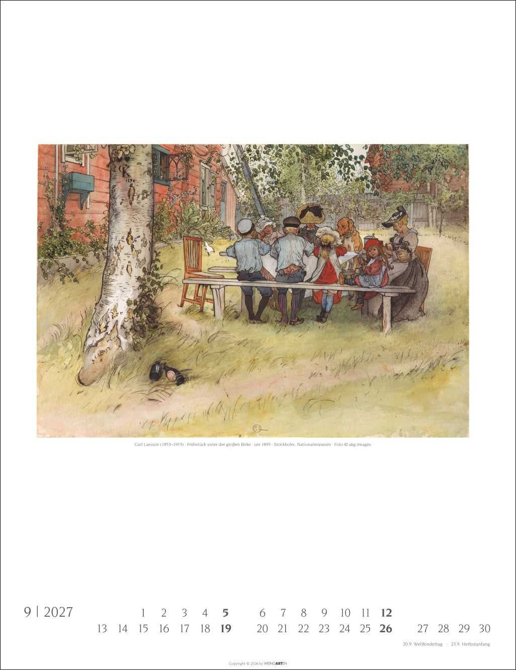 Carl Larsson - Wandkalender 2027 - 30 x 39 cm - Kunstverlag Weingarten