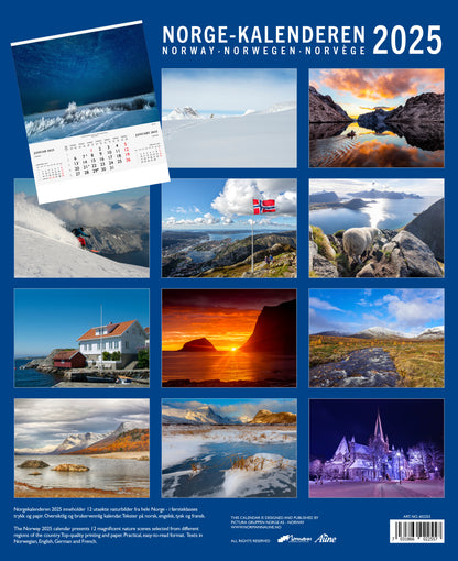 Norge Kalenderen - Wandkalender 2025 - Titel Südwest-Norwegen - 33 x 41 cm - Aune Forlag