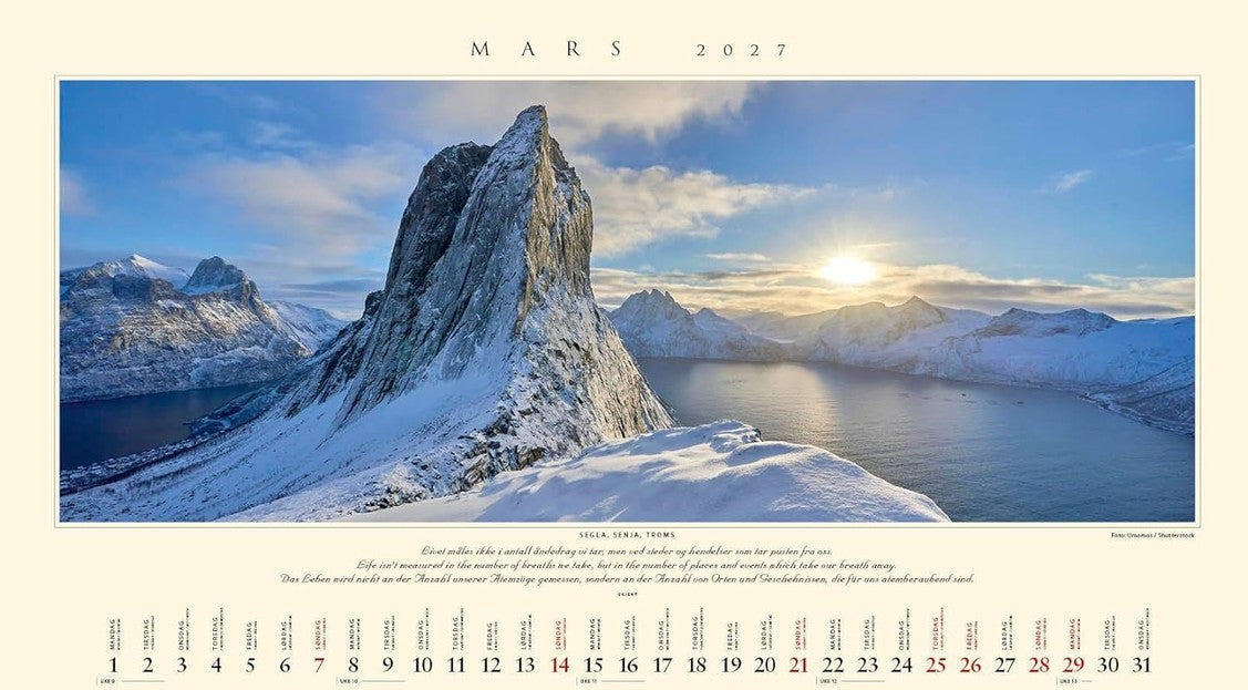 Panorama Norway - Wall Calendar 2025 - 59 x 34 cm - Calendar for 2025
