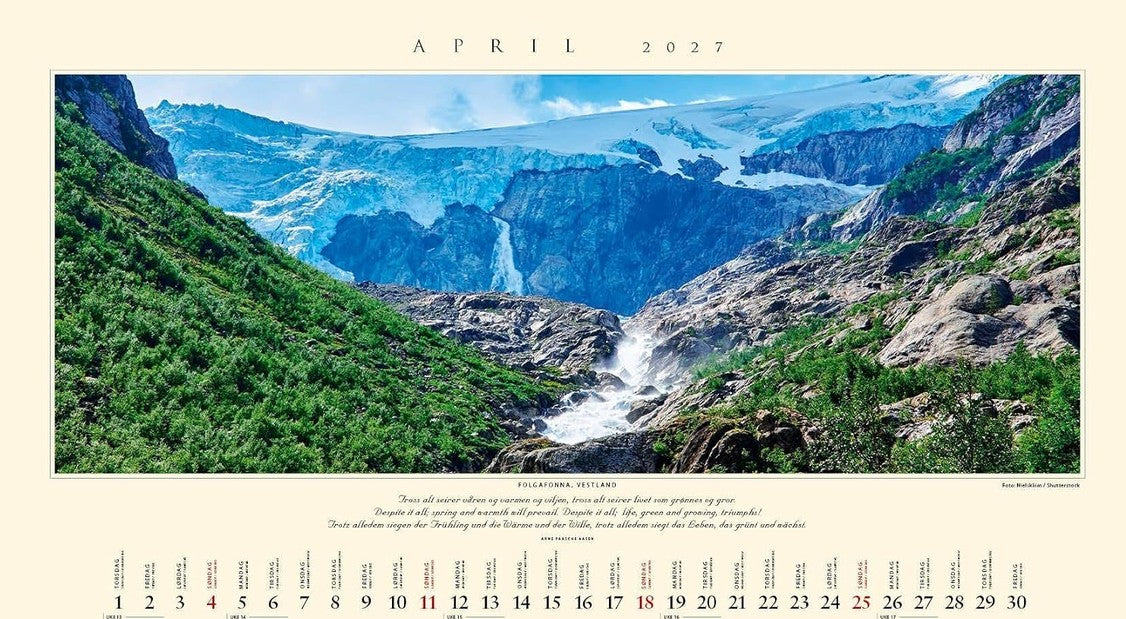 Panorama Norway - Wall Calendar 2025 - 59 x 34 cm - Calendar for 2025