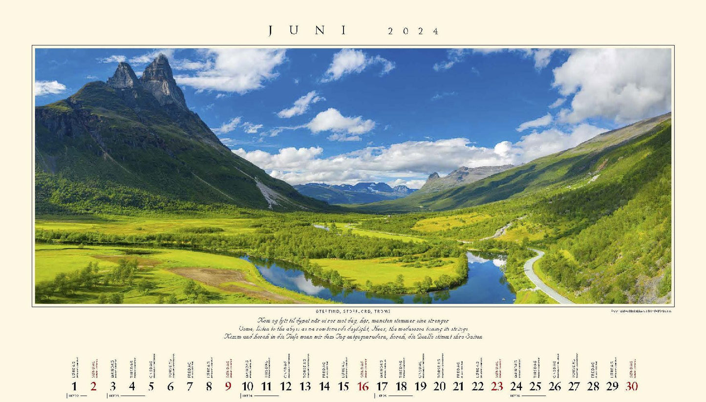 Panorama Norway -  Wandkalender 2024 - 59 x 34 cm - Kalenderforlaget