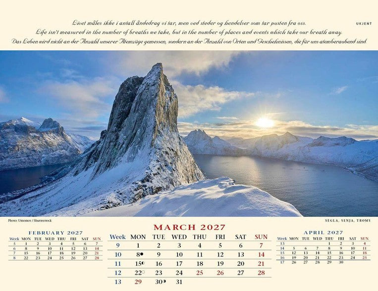 Panorama Norway - Desk Calendar 2025 - 22 x 18 cm - Calendar for 2025