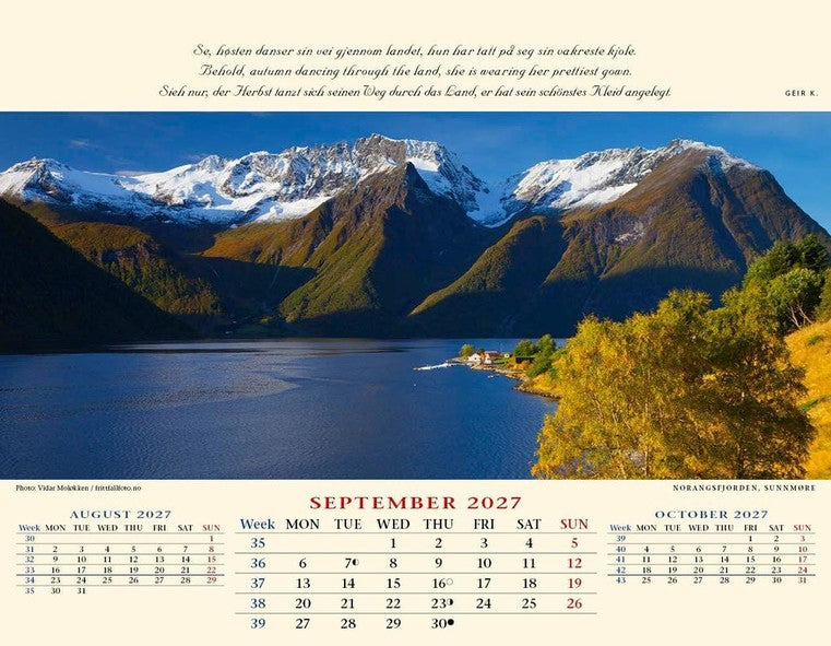 Panorama Norway - Desk Calendar 2025 - 22 x 18 cm - Calendar for 2025