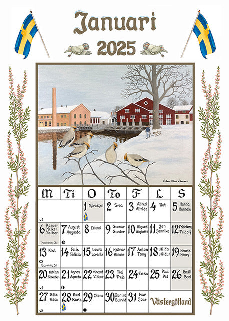 Sverigealmanackan - Tischkalender 2025 - 11 x 15 cm - Swallings