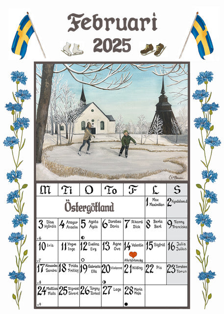 Sverigealmanackan - Tischkalender 2025 - 11 x 15 cm - Swallings