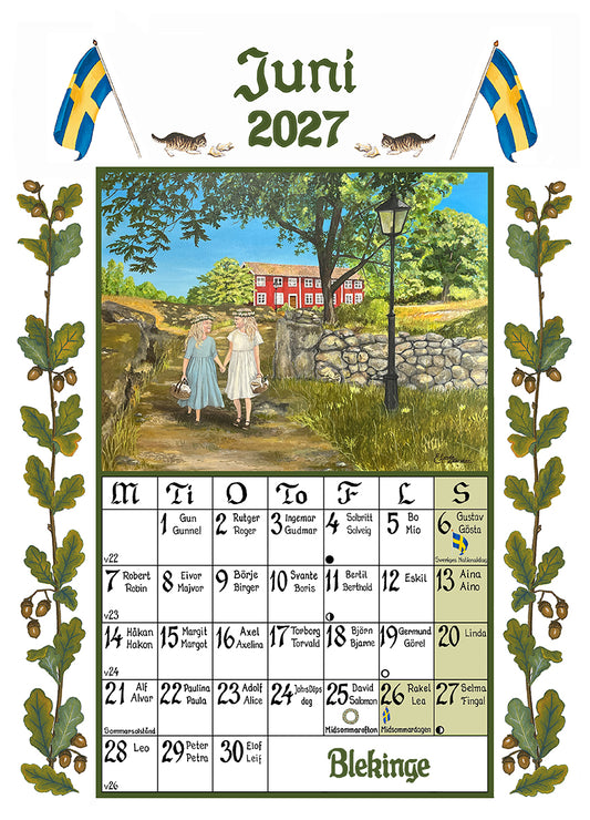 Sverigealmanackan - Wandkalender 2027 - 30 x 42 cm - Swallings