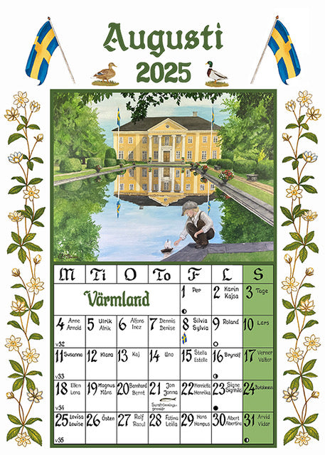 Sverigealmanackan - Tischkalender 2025 - 11 x 15 cm - Swallings