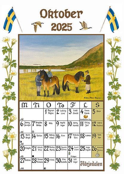 Sverigealmanackan - Tischkalender 2025 - 11 x 15 cm - Swallings