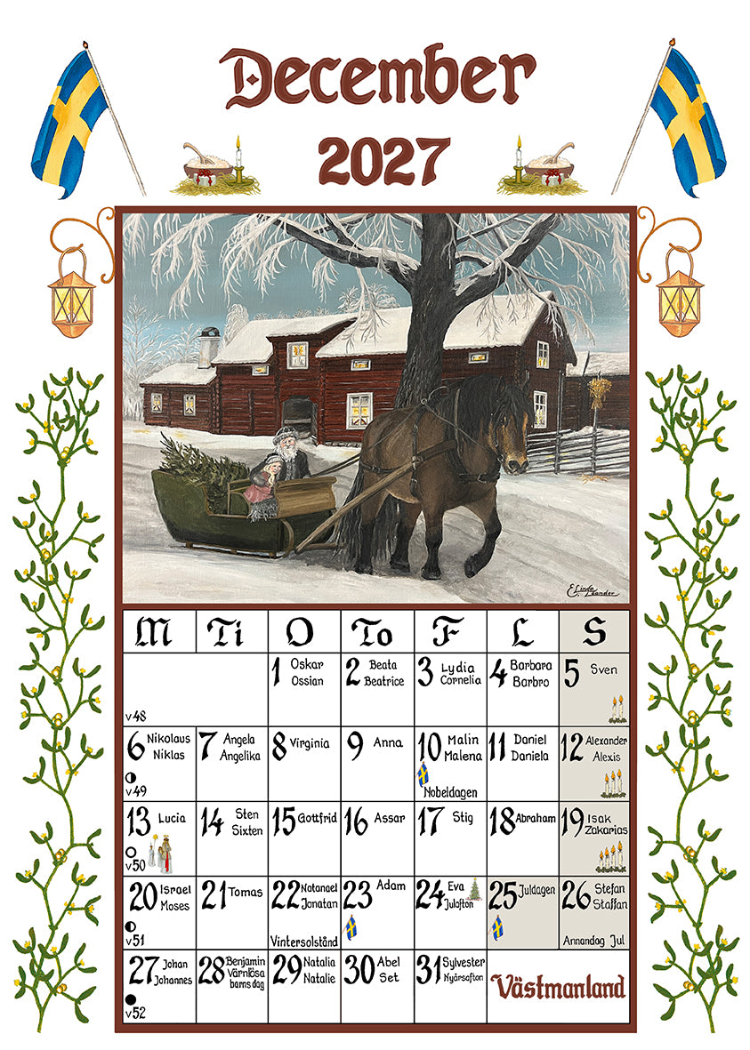 Sverigealmanackan - Desk Calendar 2025 - 11 x 15 cm - Swallings