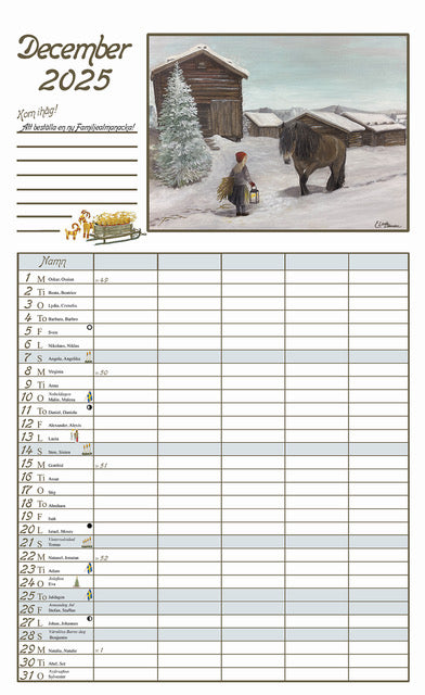 Sverigealmanackan - Tischkalender 2025 - 11 x 15 cm - Swallings