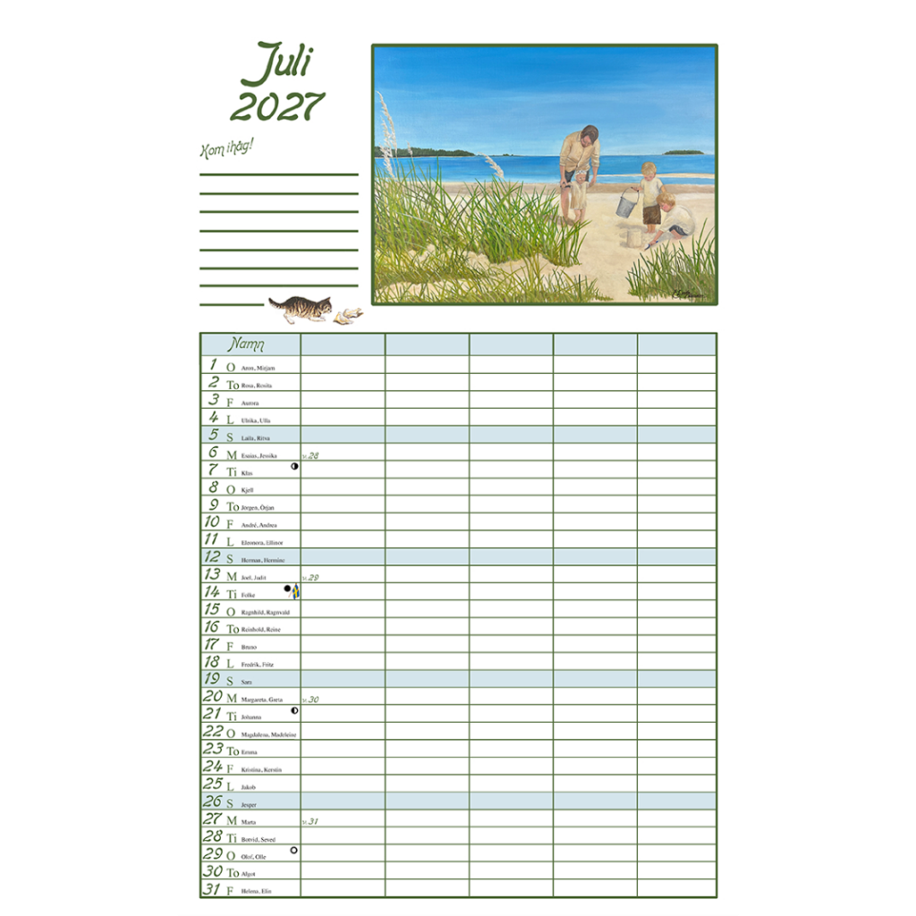 Sverigealmanackan Familj - Wall Calendar 2025 - 30 x 42 cm - Swallings