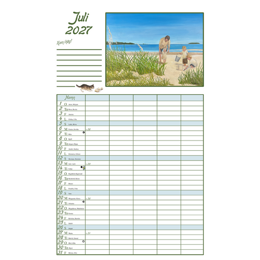 Sverigealmanackan Familj - Wand-Terminkalender 2027 - 26 x 42 cm - Swallings