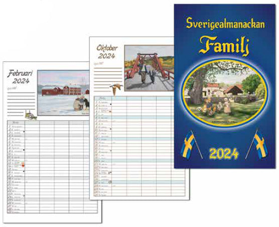 Sverigealmanackan Familj - Wand-Terminkalender 2024 - 30 x 42 cm - Swallings