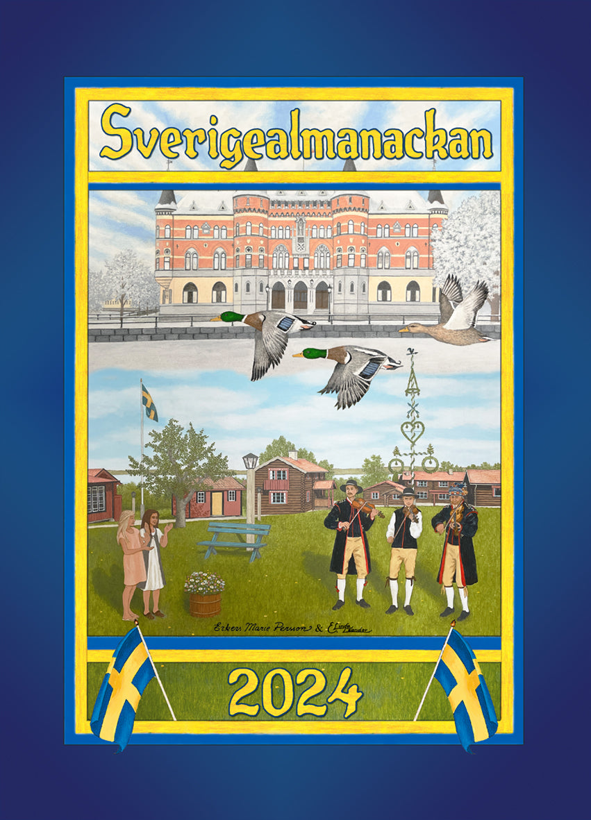 Sverigealmanackan - Kleiner Wandkalender 2024 - 21 x 30 cm - Swallings