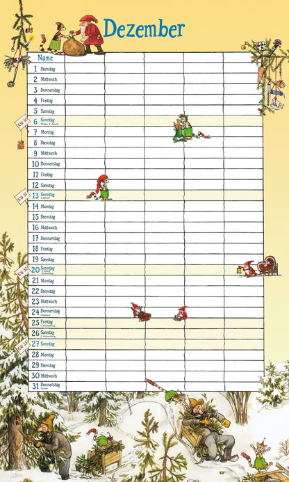 Pettersson and Findus - Family Calendar 2025 - 27 x 45 cm - Oetinger Verlag