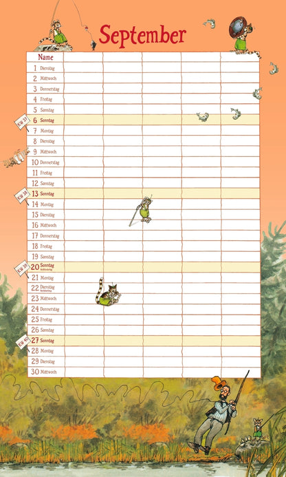 Pettersson and Findus - Family Calendar 2025 - 27 x 45 cm - Oetinger Verlag