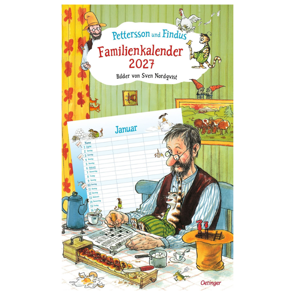 Pettersson und Findus - Familienkalender 2027 - 27 x 46 cm - Oetinger Verlag