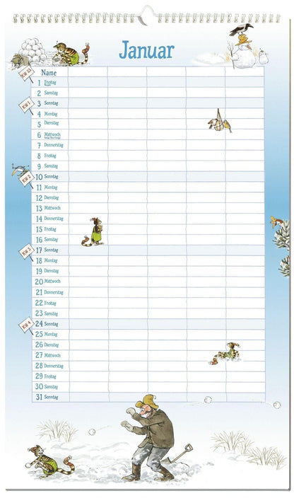 Pettersson und Findus - Familienkalender 2027 - 27 x 46 cm - Oetinger Verlag