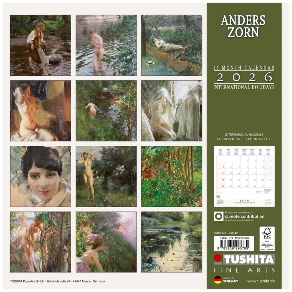 Anders Zorn - Wandkalender 2026 - 30 x 60 cm - Tushita Verlag