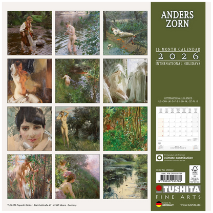 Anders Zorn - Wandkalender 2026 - 30 x 60 cm - Tushita Verlag