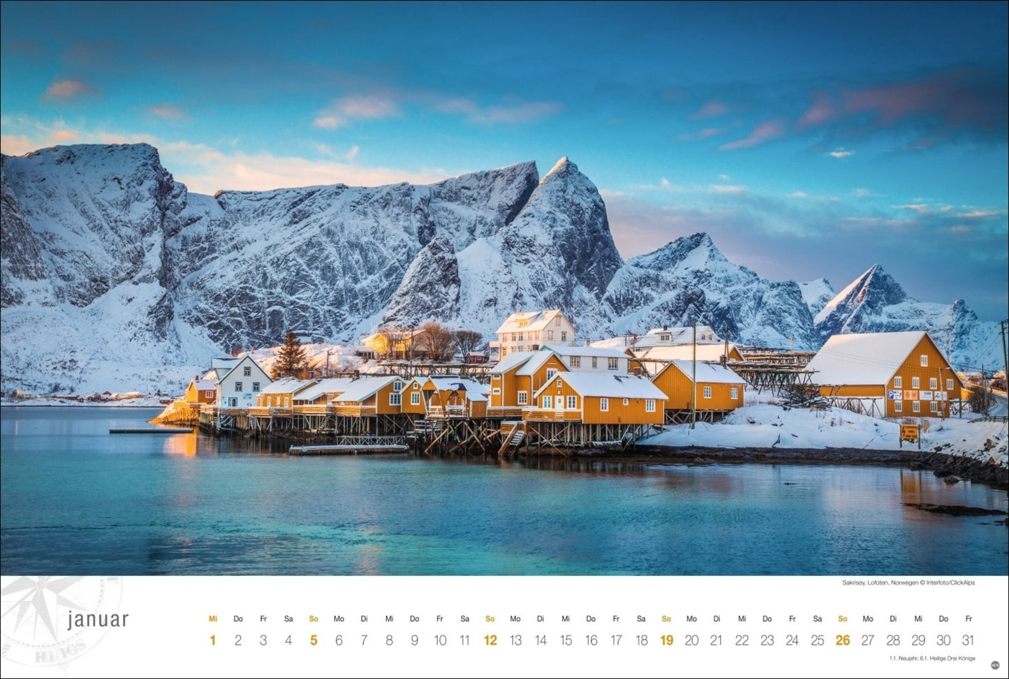 Skandinavien Globetrotter - Wandkalender 2025 - 58 x 39 cm - Heye Verlag