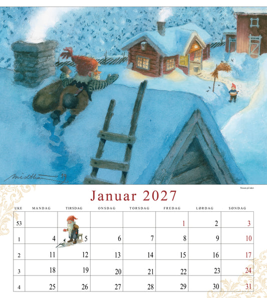 Nisse - Wall Calendar 2026 - 30 x 34 cm - Aune Forlag