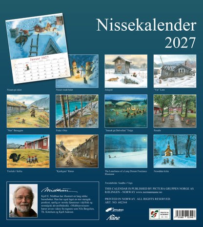 Nisse - Wandkalender 2027 - 30 x 34 cm - Aune Forlag