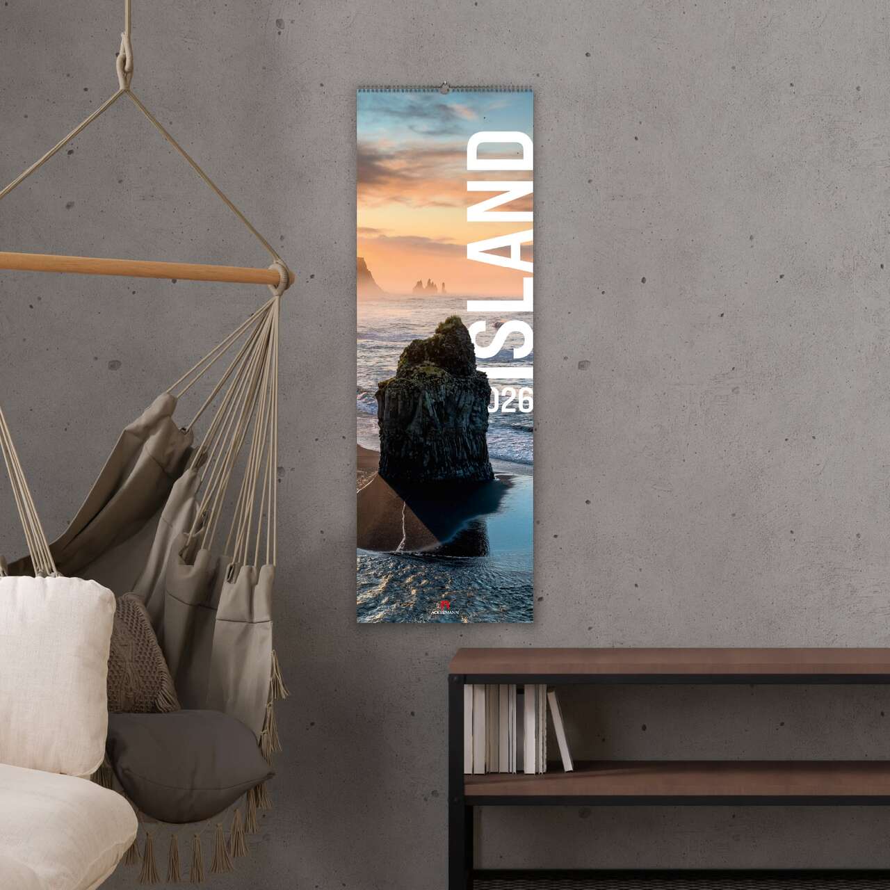 Island Vertikal Kalender 2026 - 33 x 100 cm - Ackermann Kunstverlag