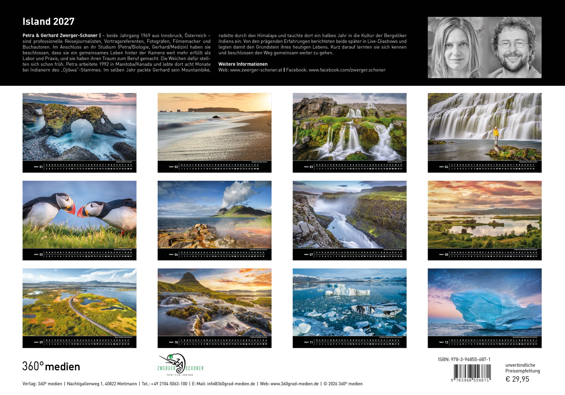 Island - 360° Premium-Wandkalender 2027 - 50 x 35 cm - 360Grad Medien