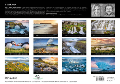 Island - 360° Premium-Wandkalender 2027 - 50 x 35 cm - 360Grad Medien