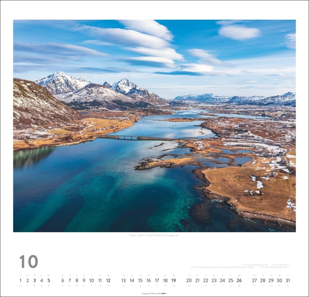 Norwegen - Wandkalender 2025 - 48 x 46 cm - Kunstverlag Weingarten