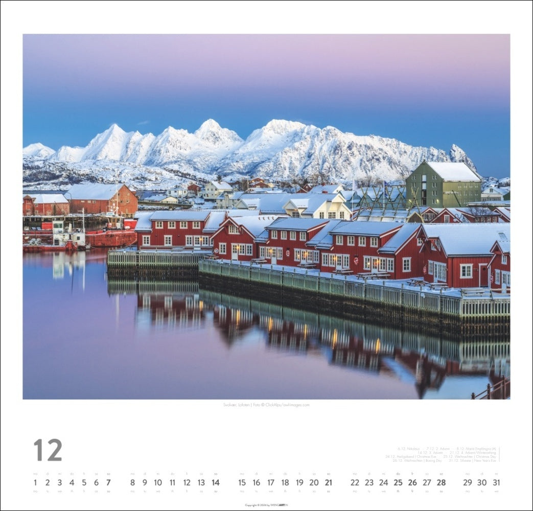 Norwegen - Wandkalender 2025 - 48 x 46 cm - Kunstverlag Weingarten